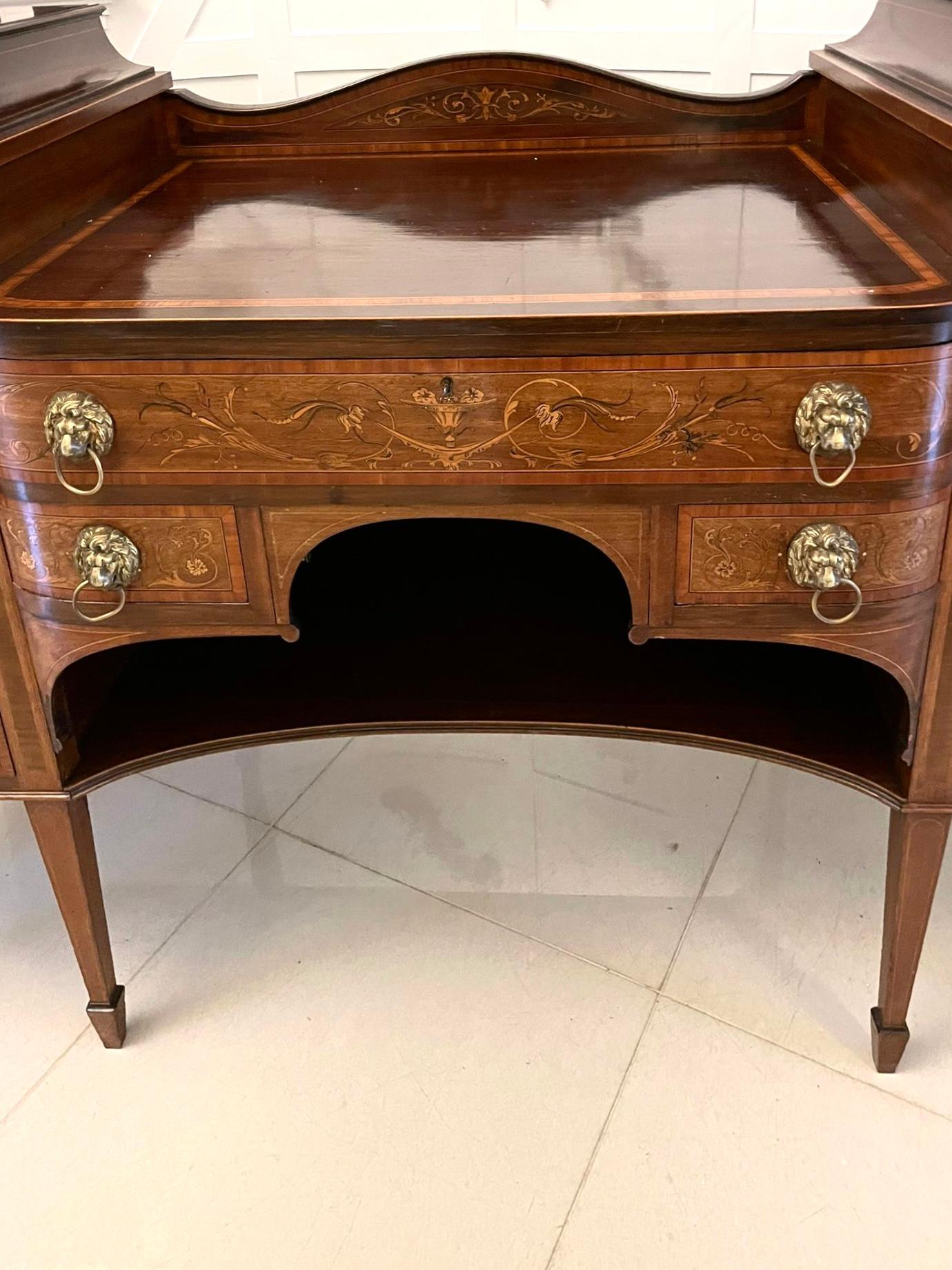 Fine Quality Antique Mahogany Inlaid Marquetry Sideboard By Hewetsons, London For Sale 1