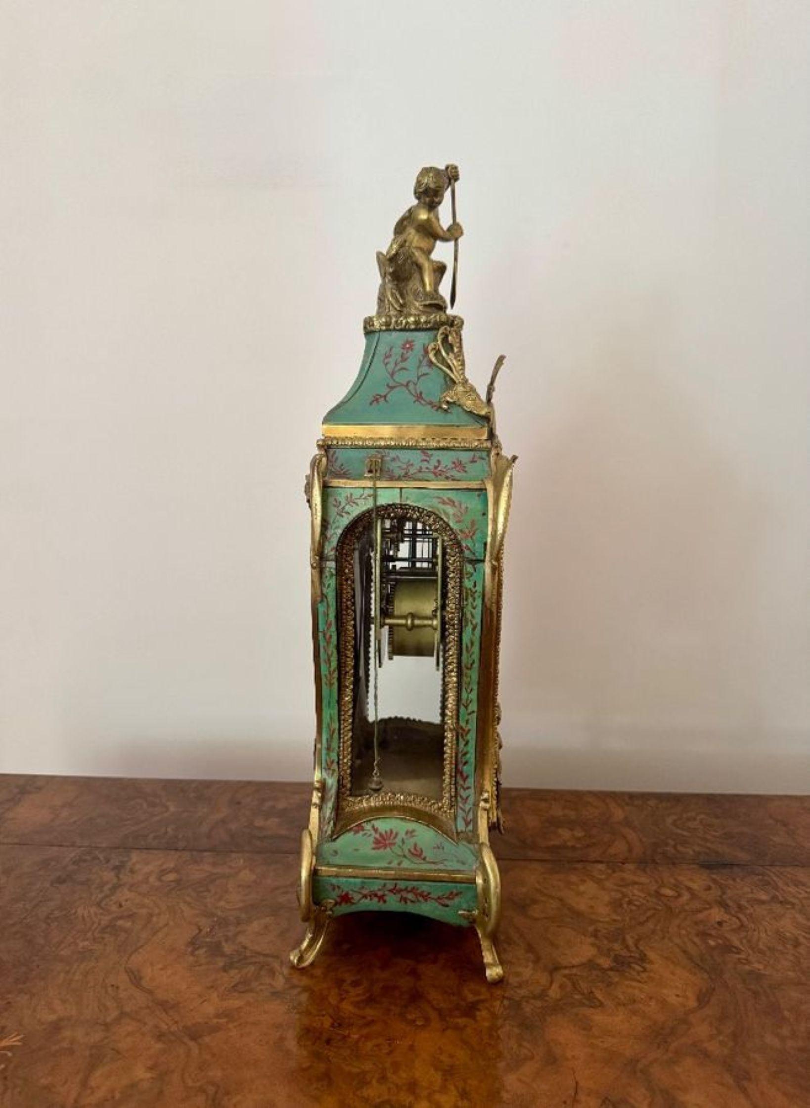 Rococo Fine quality antique 19th Century French ormolu mantle clock For Sale