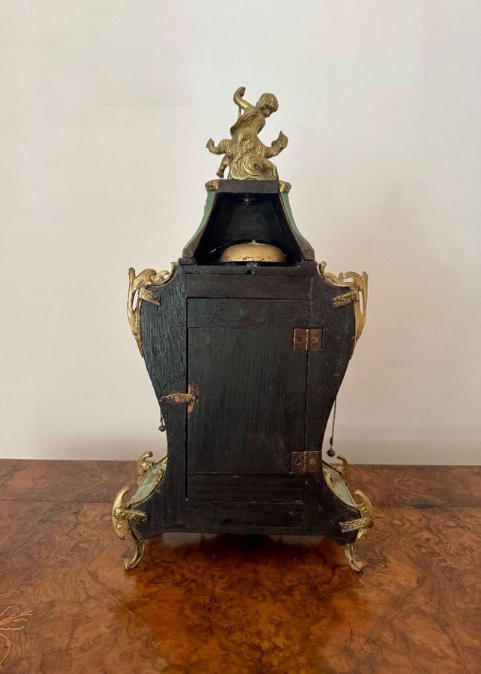 Inlay Fine quality antique 19th Century French ormolu mantle clock For Sale