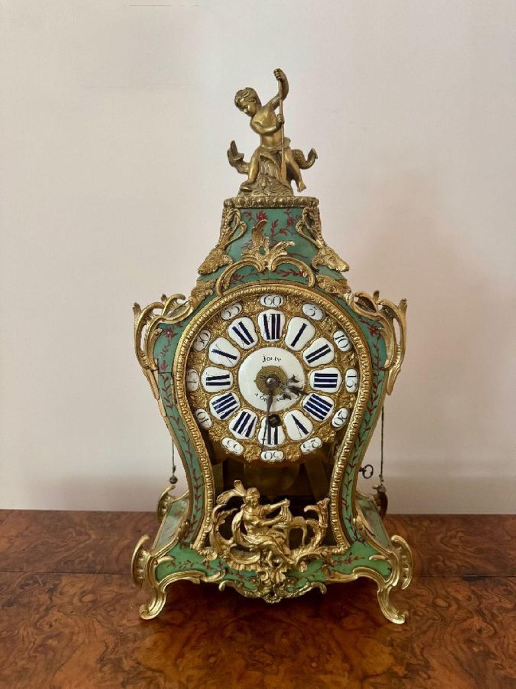 Glass Fine quality antique 19th Century French ormolu mantle clock For Sale