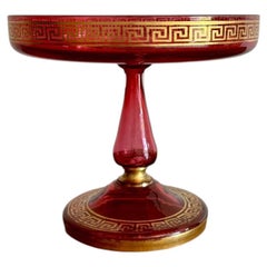 Fine quality antique 19th century ruby glass gilded tazza