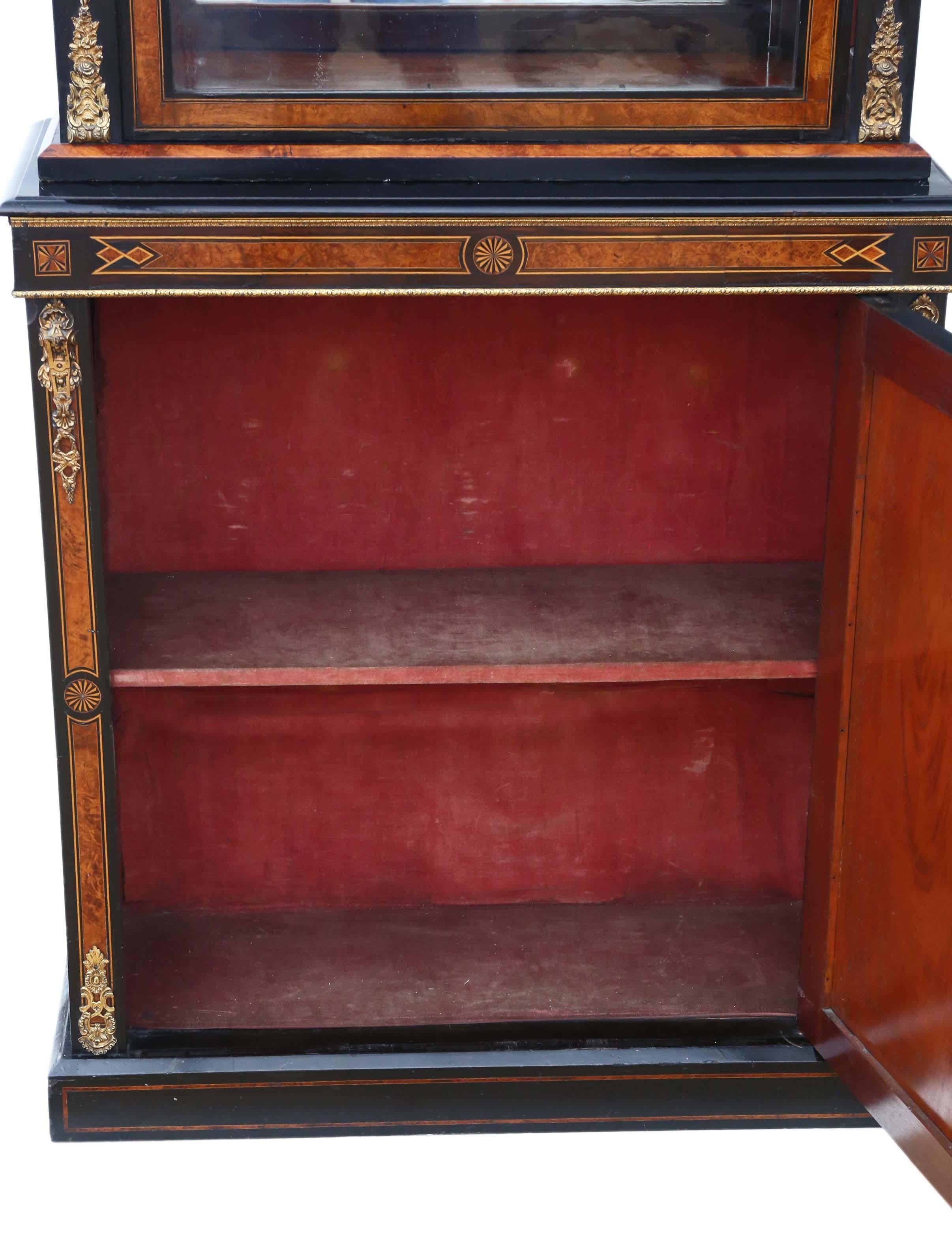 Fine Quality Antique Aesthetic Amboyna and Ebonised Two-Part Pier Display Cabine For Sale 1