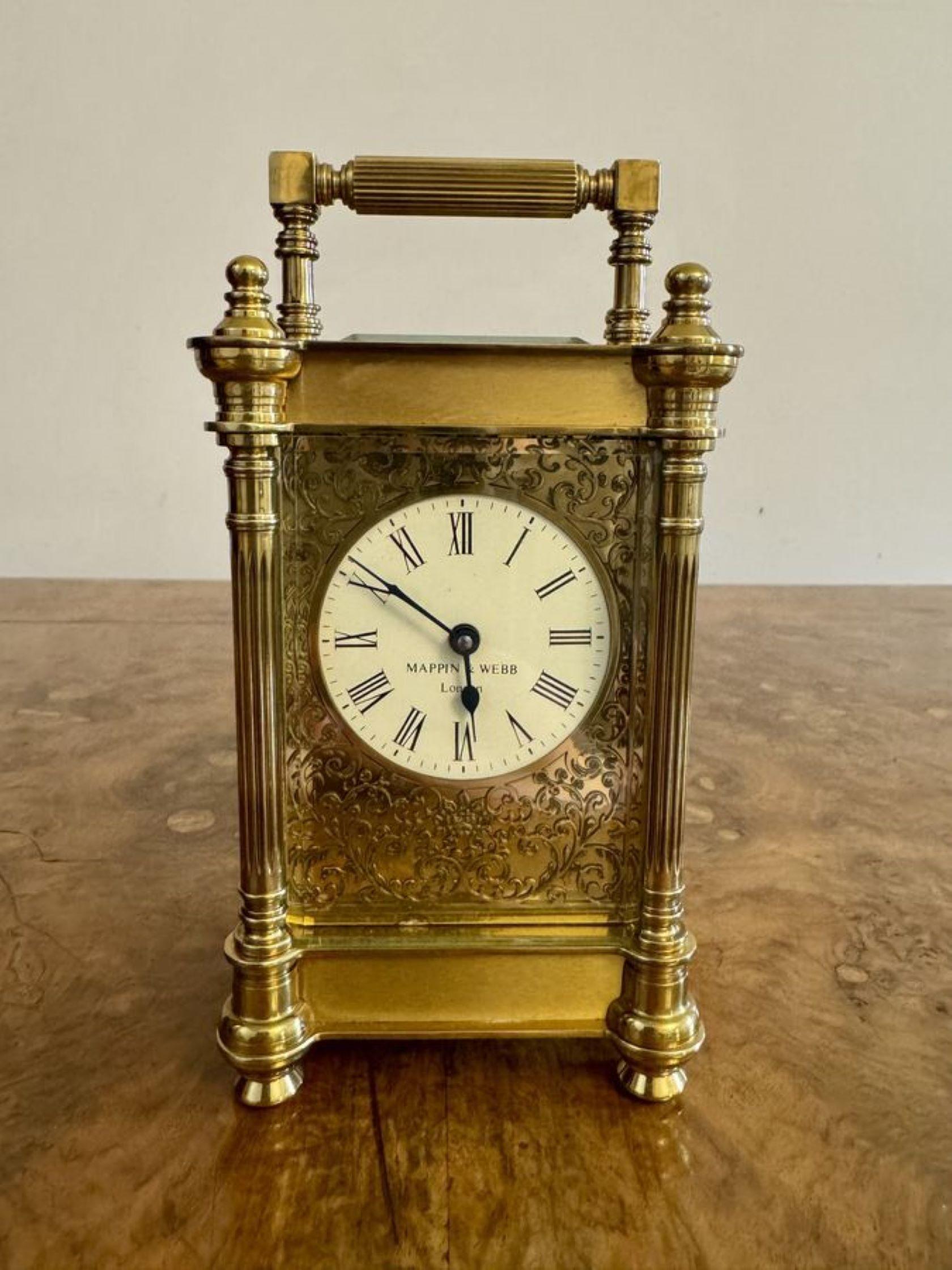 20th Century Fine quality antique carriage clock by Mappin and Webb For Sale
