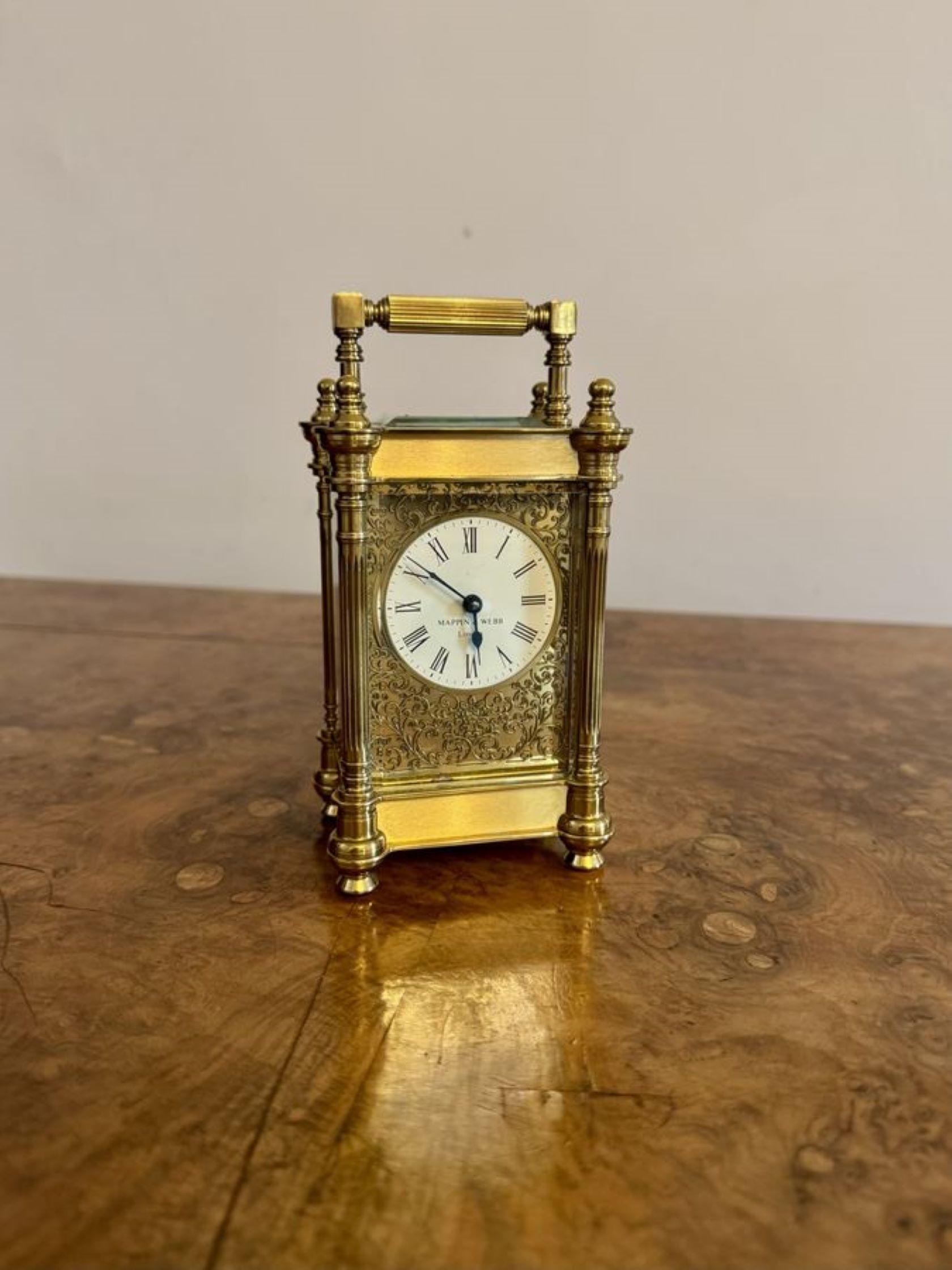 Fine quality antique carriage clock by Mappin and Webb For Sale 1