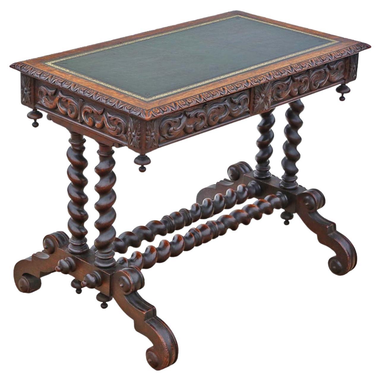 Ancienne table à écrire en chêne sculpté de qualité - 19ème siècle Bureau d'appoint Dressing en vente