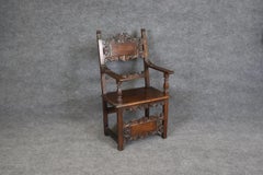 Fine Quality Antique Carved Walnut Spanish Colonial Throne Armchair