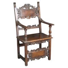 Fine Quality Antique Carved Walnut Spanish Colonial Throne Armchair