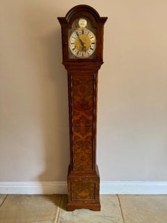 Fine quality antique Edwardian burr walnut grandmother clock by Mappin and Webb