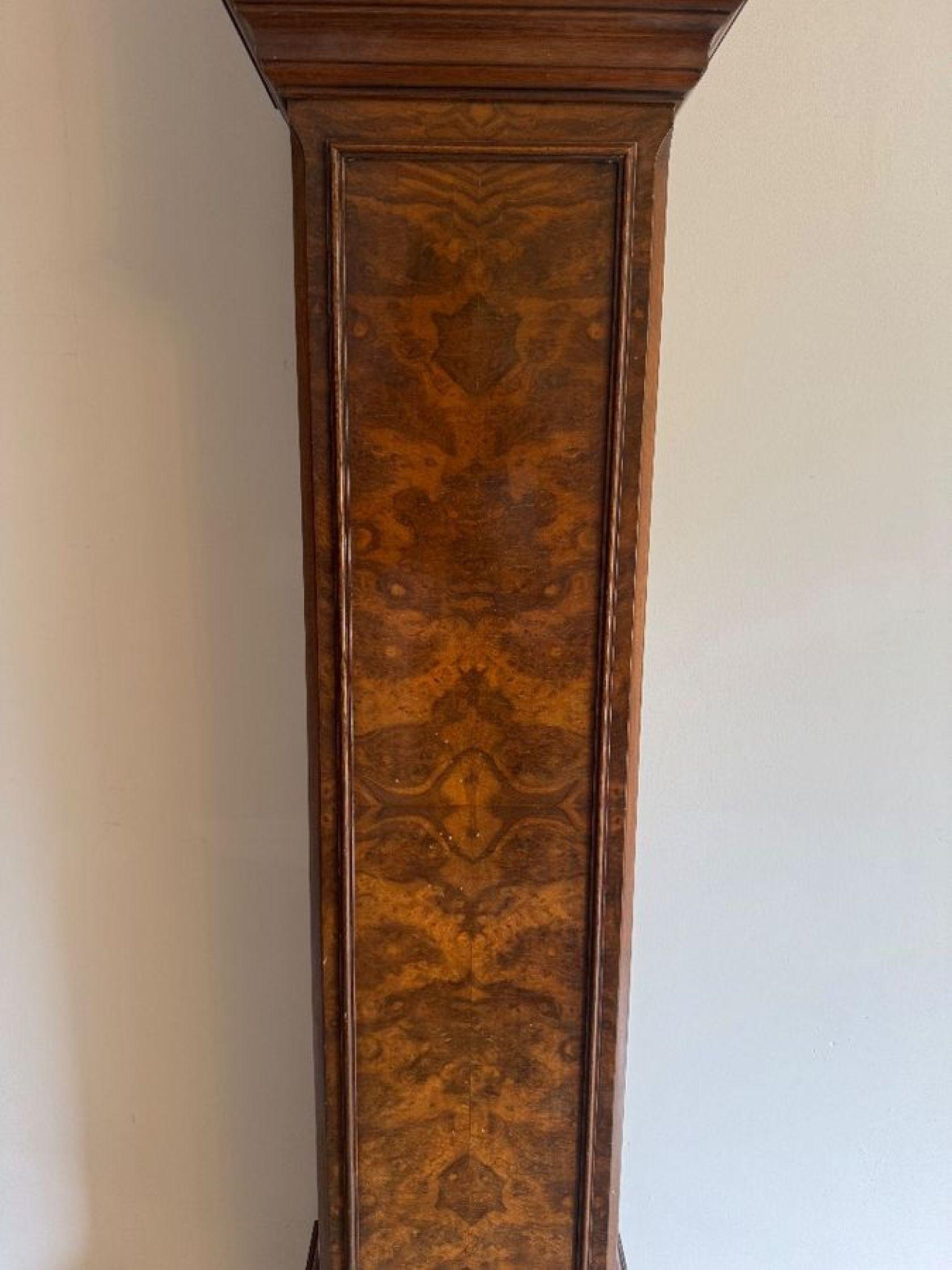 20th Century Fine quality antique Edwardian burr walnut grandmother clock by Mappin and Webb For Sale