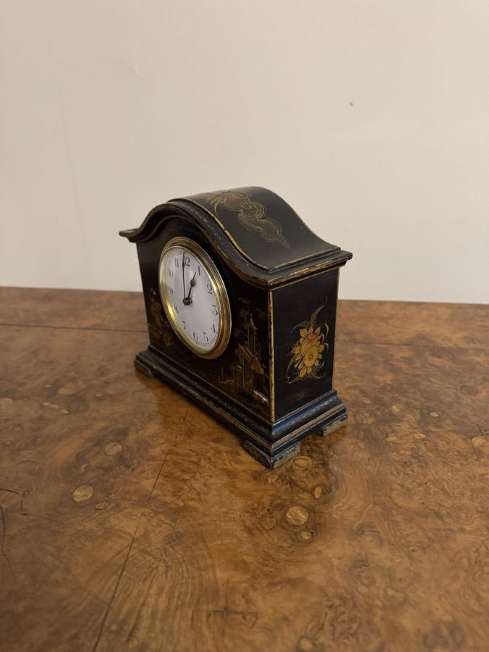 Reloj de chimenea antiguo eduardiano decorado con chinoiserie de gran calidad en Bueno estado para la venta en Ipswich, GB