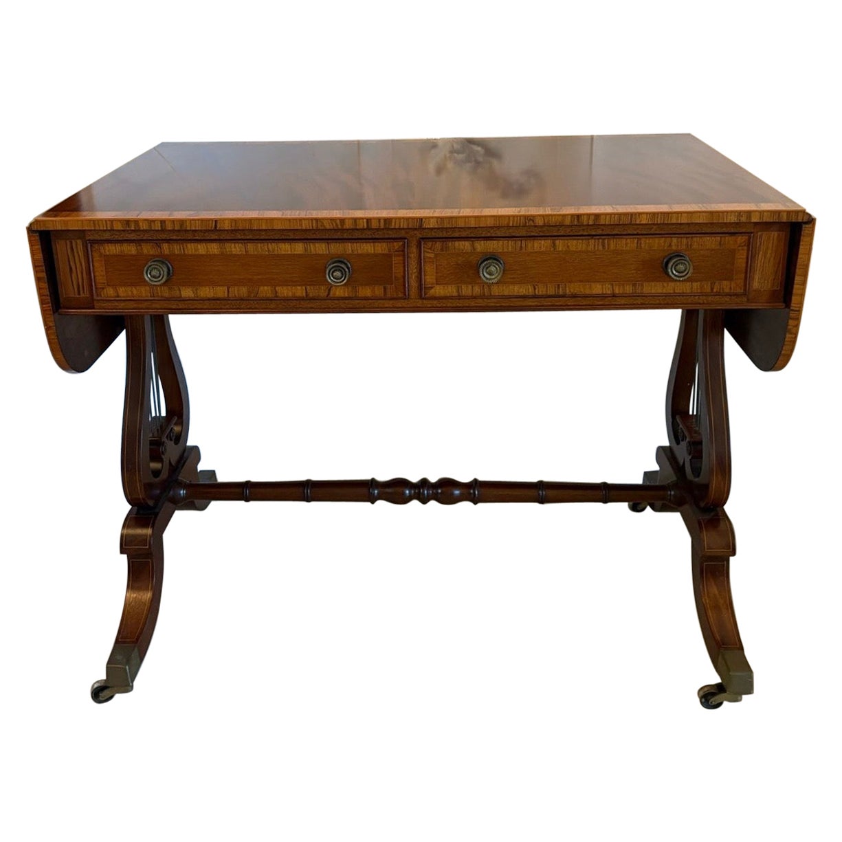 Sofá/Mesa auxiliar de caoba figurada de la época eduardiana de gran calidad en venta