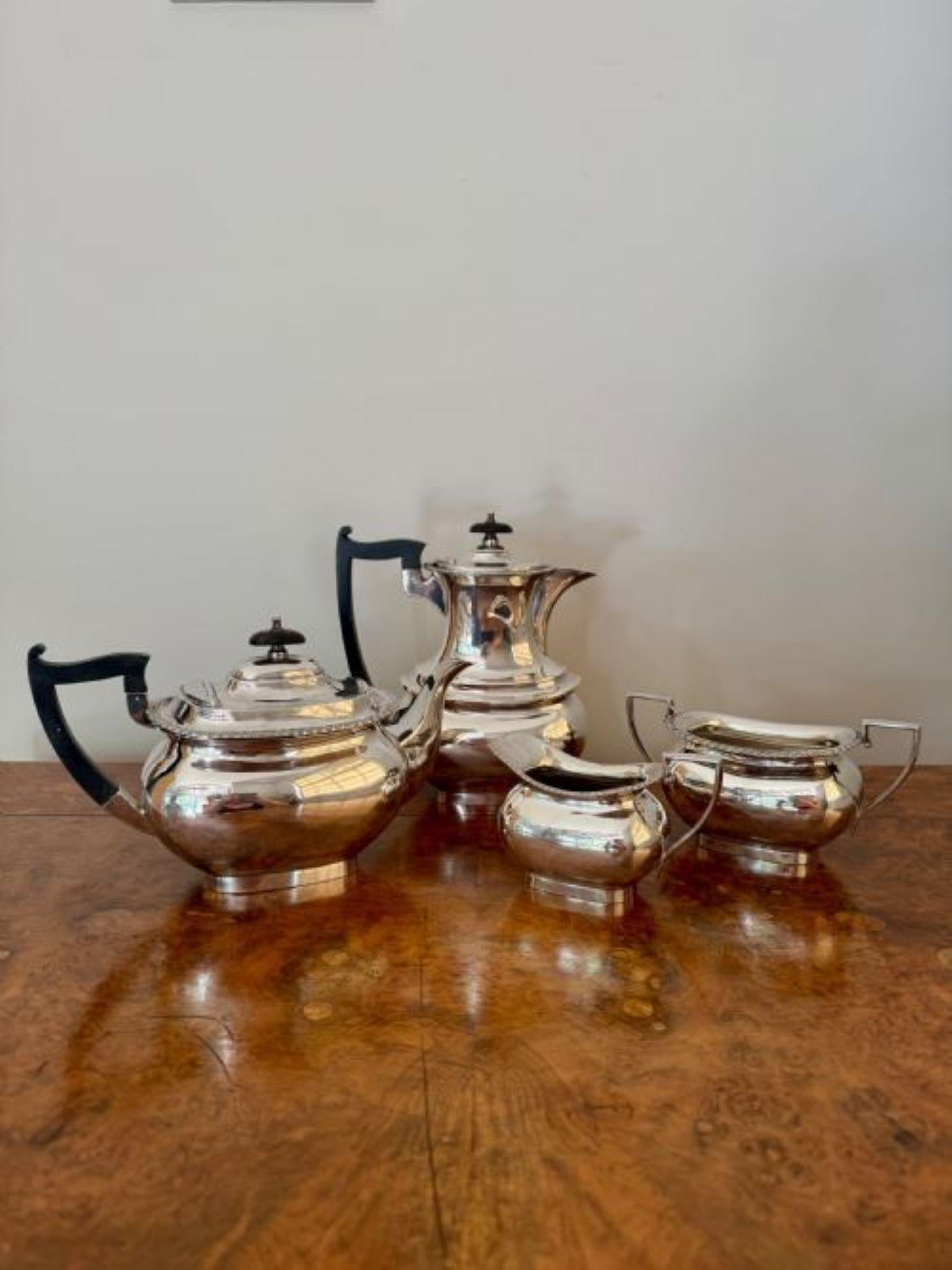 20th Century Fine quality antique Edwardian four piece tea set by Walker and Hall For Sale
