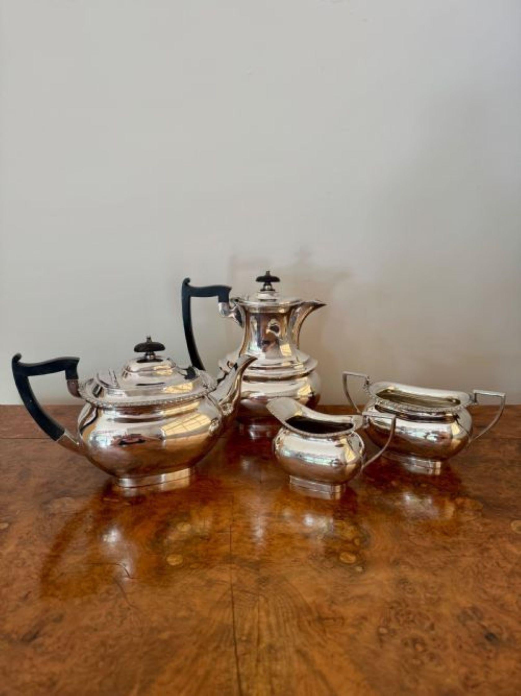 Silver Plate Fine quality antique Edwardian four piece tea set by Walker and Hall For Sale