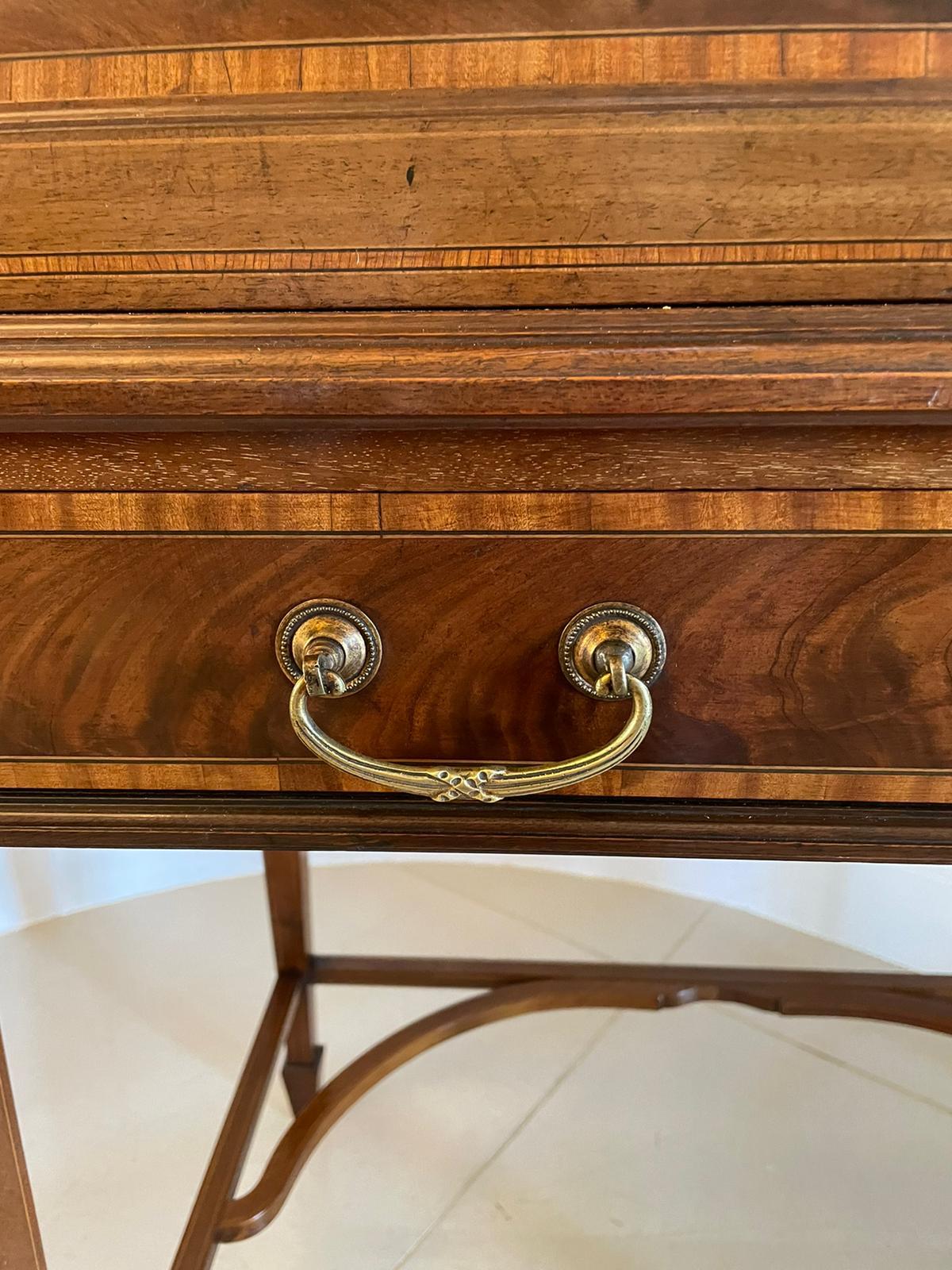 Fine Quality Antique Edwardian Freestanding Mahogany Inlaid Cylinder Desk For Sale 4