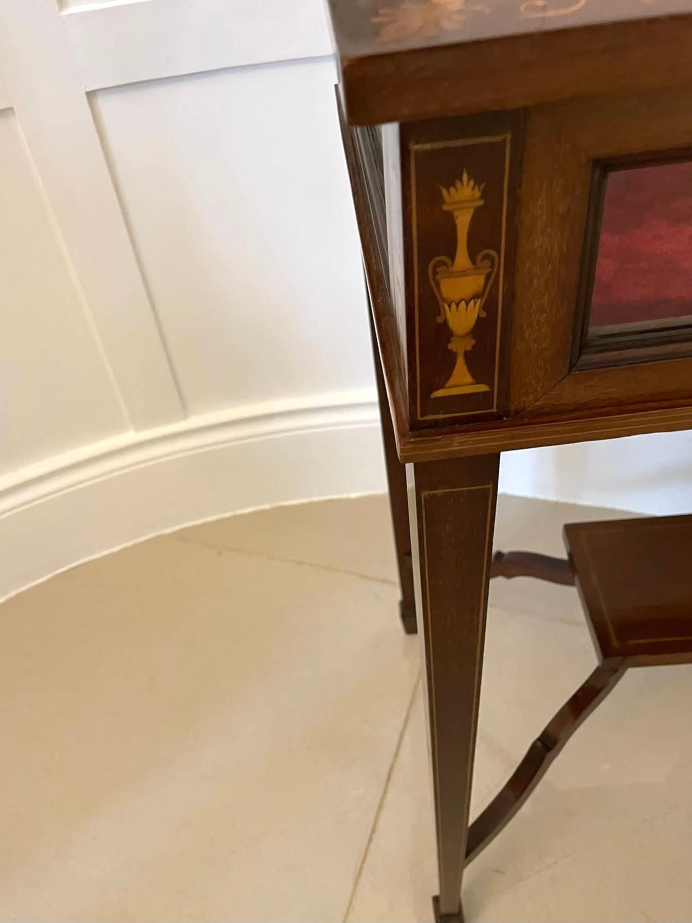Fine Quality Antique Edwardian Mahogany Inlaid Bijouterie Cabinet 4