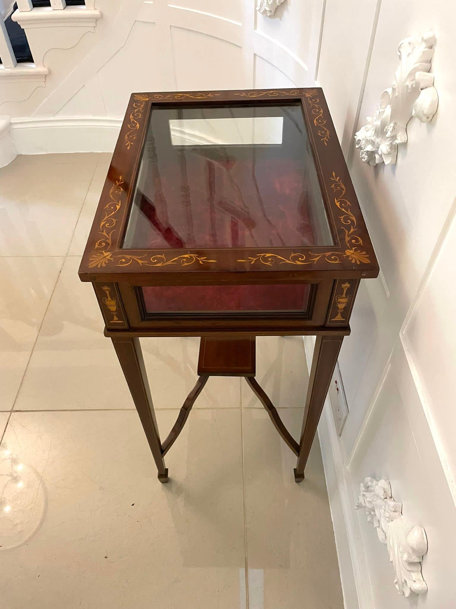 Fine Quality Antique Edwardian Mahogany Inlaid Bijouterie Cabinet In Good Condition In Suffolk, GB