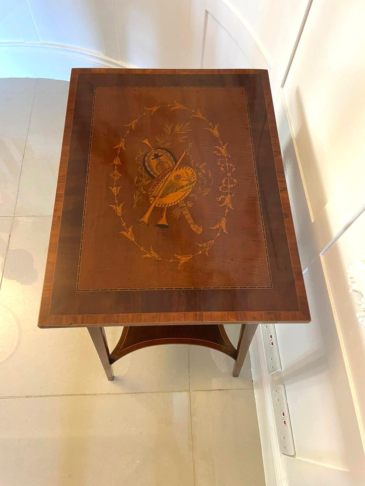 Fine Quality Antique Edwardian Mahogany Inlaid Lamp Table For Sale 4