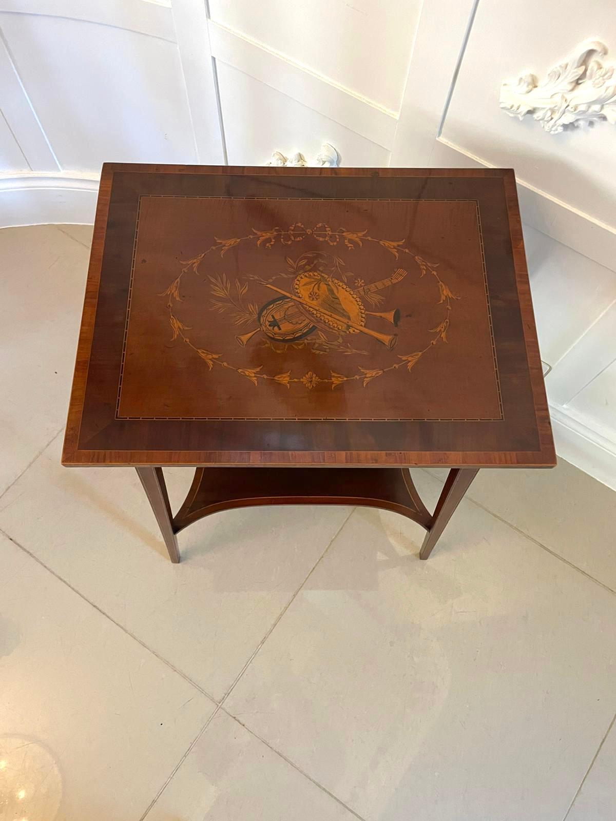 Fine Quality Antique Edwardian Mahogany Inlaid Lamp Table For Sale 5