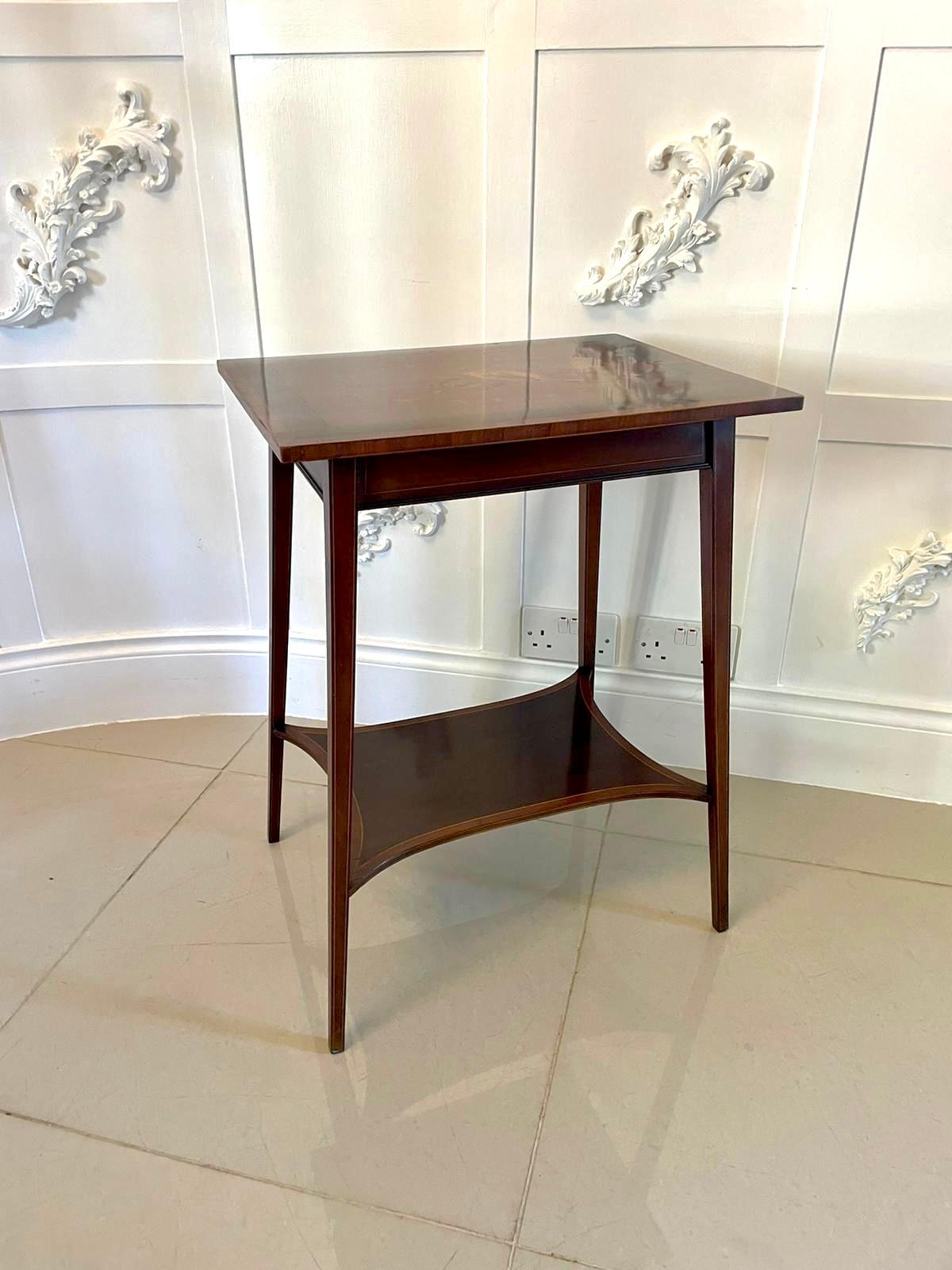 English Fine Quality Antique Edwardian Mahogany Inlaid Lamp Table For Sale