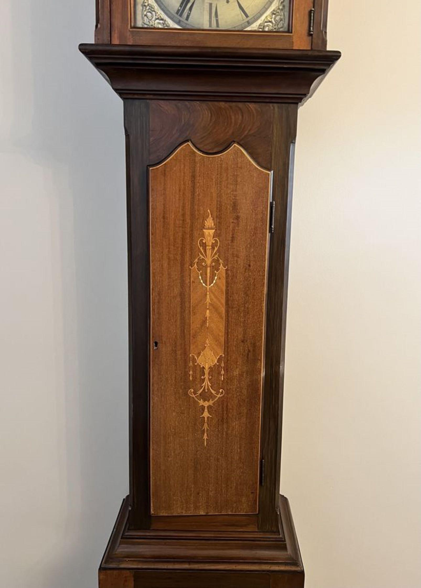 20th Century Fine quality antique Edwardian mahogany inlaid long case clock  For Sale