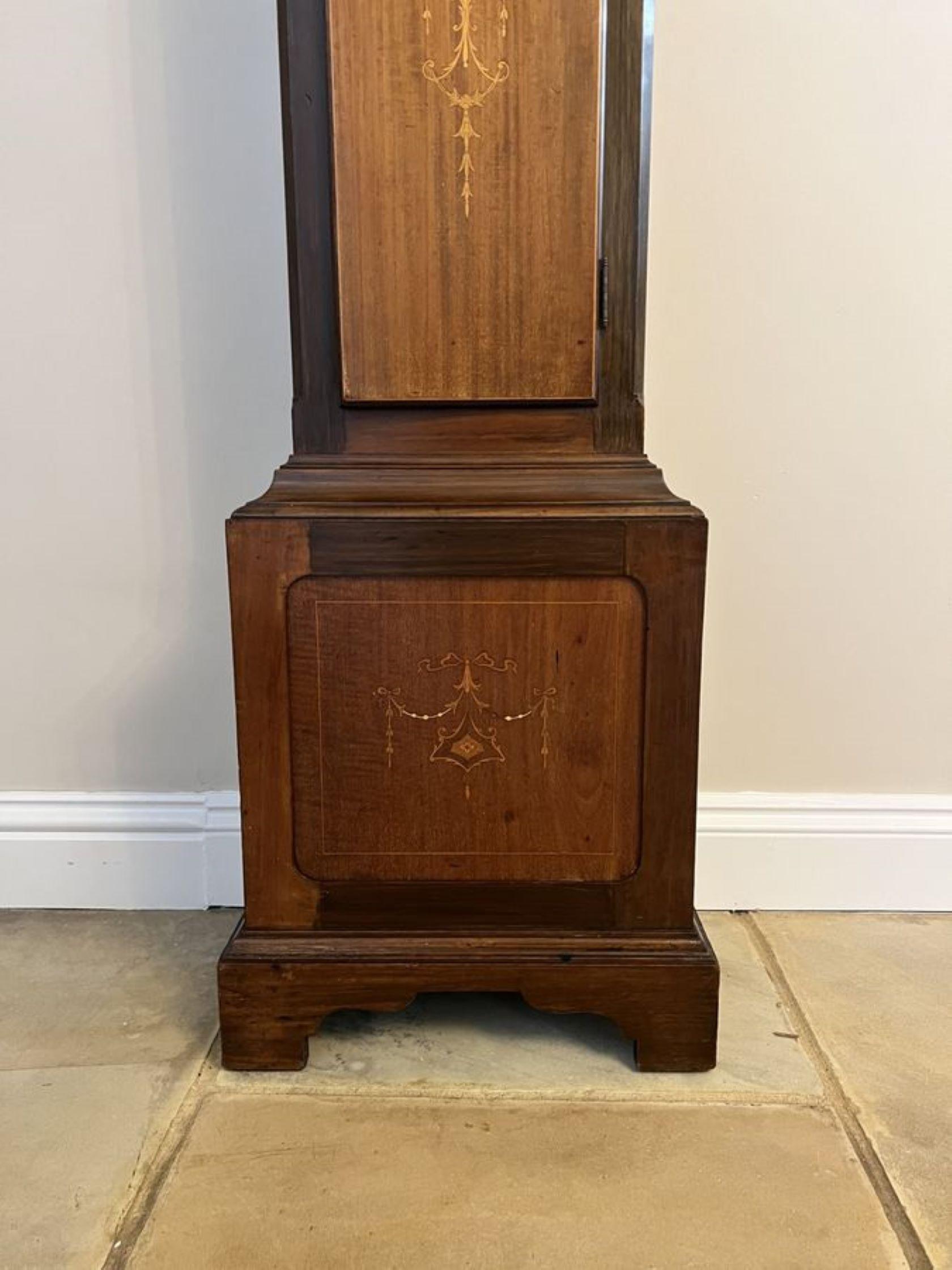 Mahogany Fine quality antique Edwardian mahogany inlaid long case clock For Sale