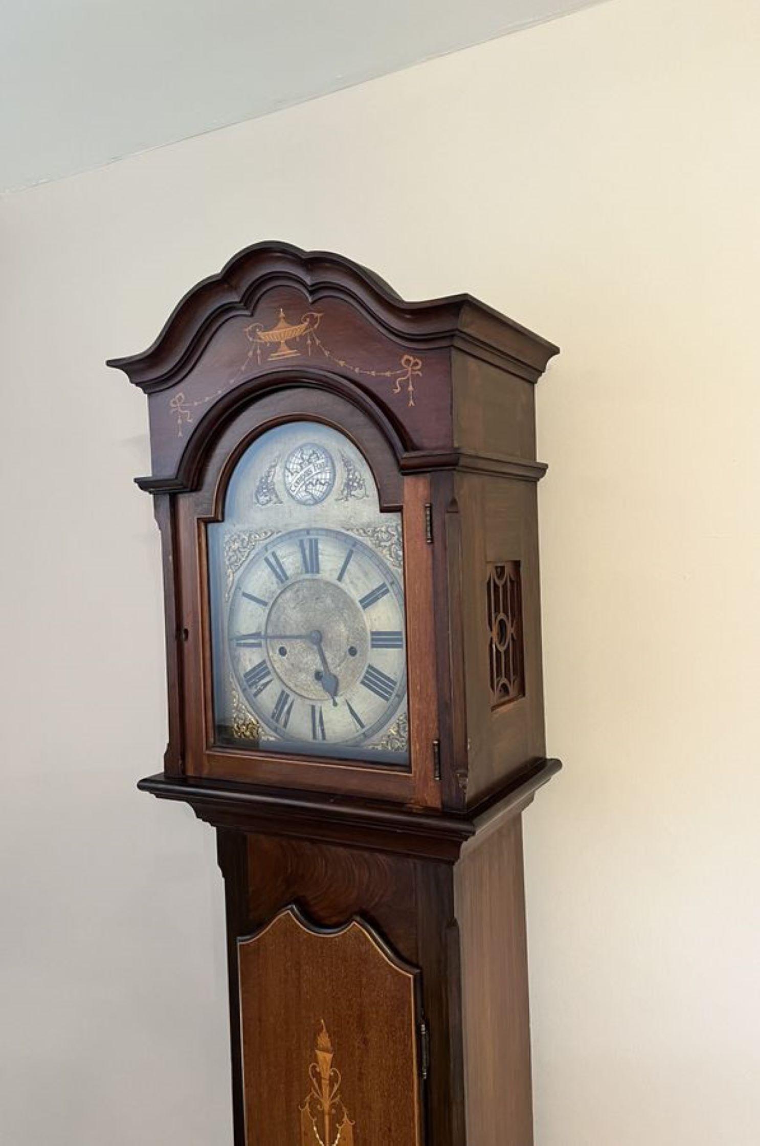 Fine quality antique Edwardian mahogany inlaid long case clock  For Sale 2