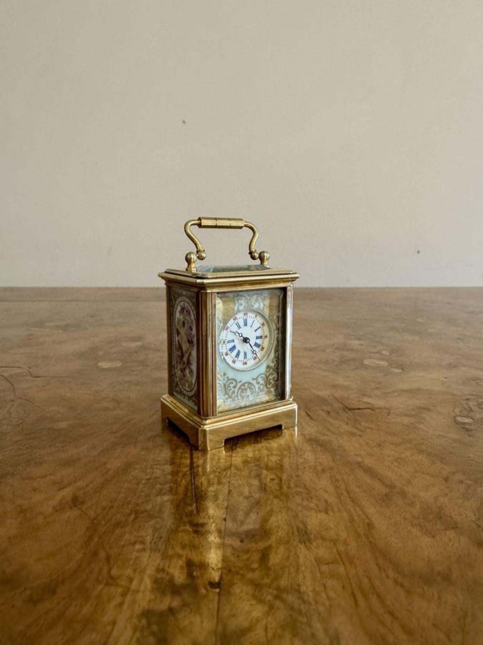Fine quality antique Edwardian miniature carriage clock 1
