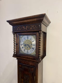 Fine quality antique Edwardian oak triple weight chiming grandmother clock