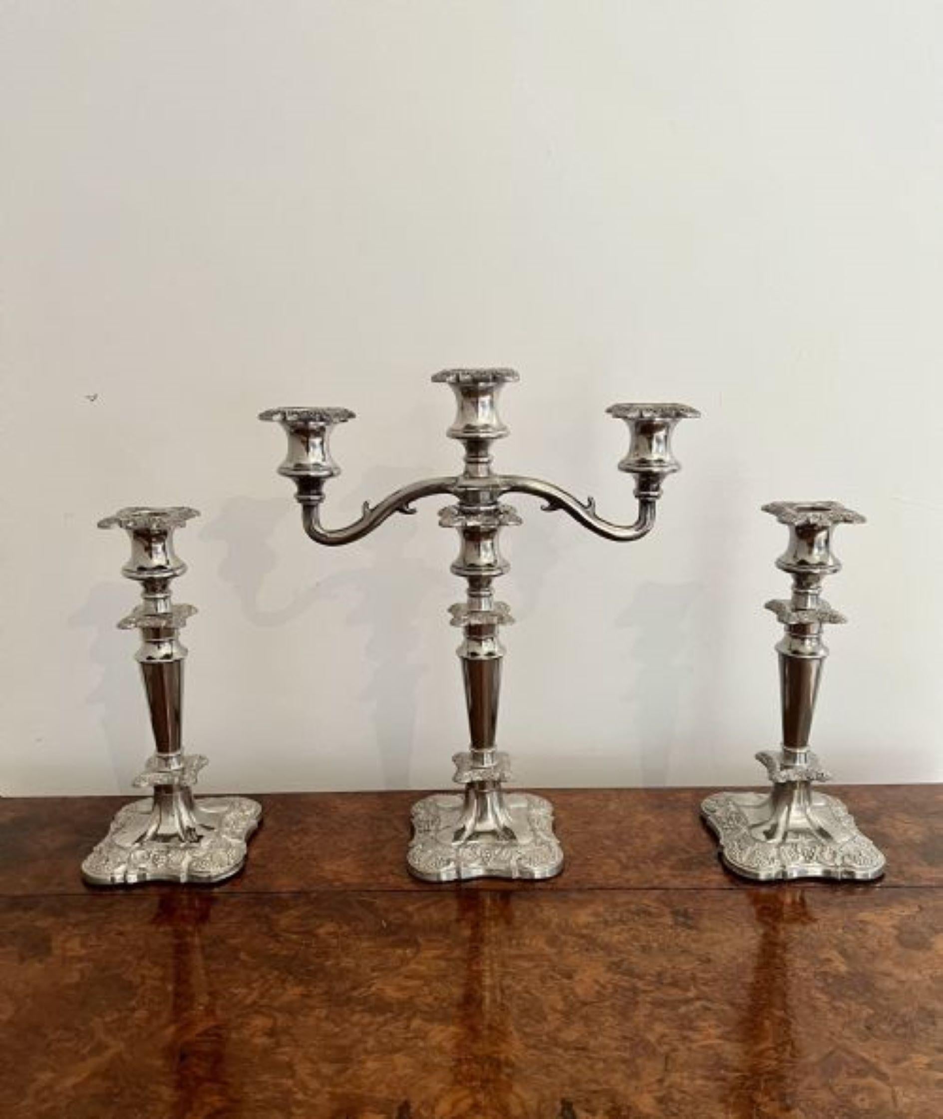 20th Century Fine quality antique Edwardian ornate silver plated candelabra and candlesticks  For Sale