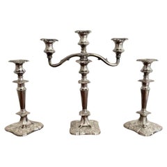 Fine quality antique Edwardian ornate silver plated candelabra and candlesticks 