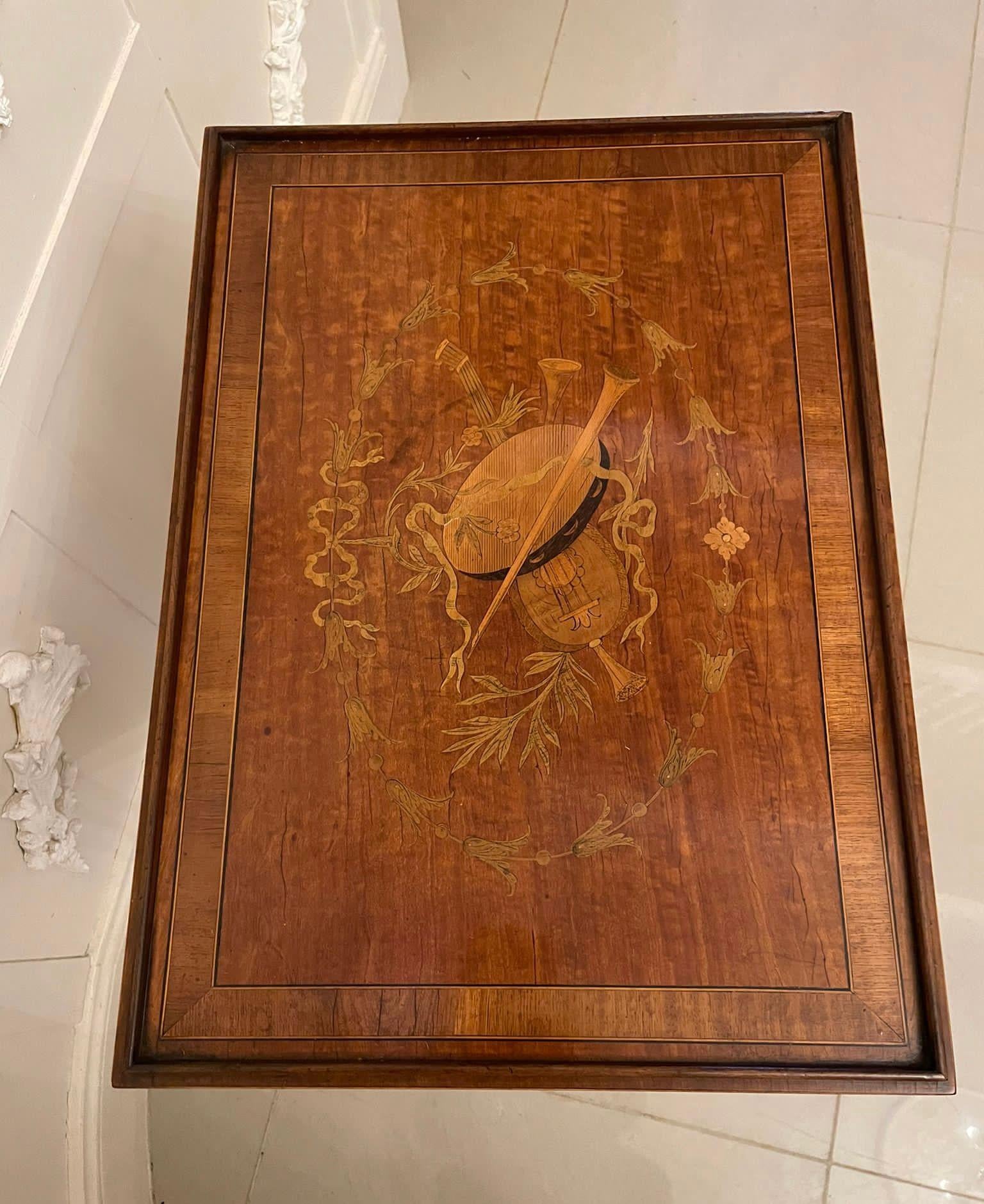 Antiker edwardianischer Satinholz-Lampentisch mit Intarsien von hoher Qualität im Angebot 1