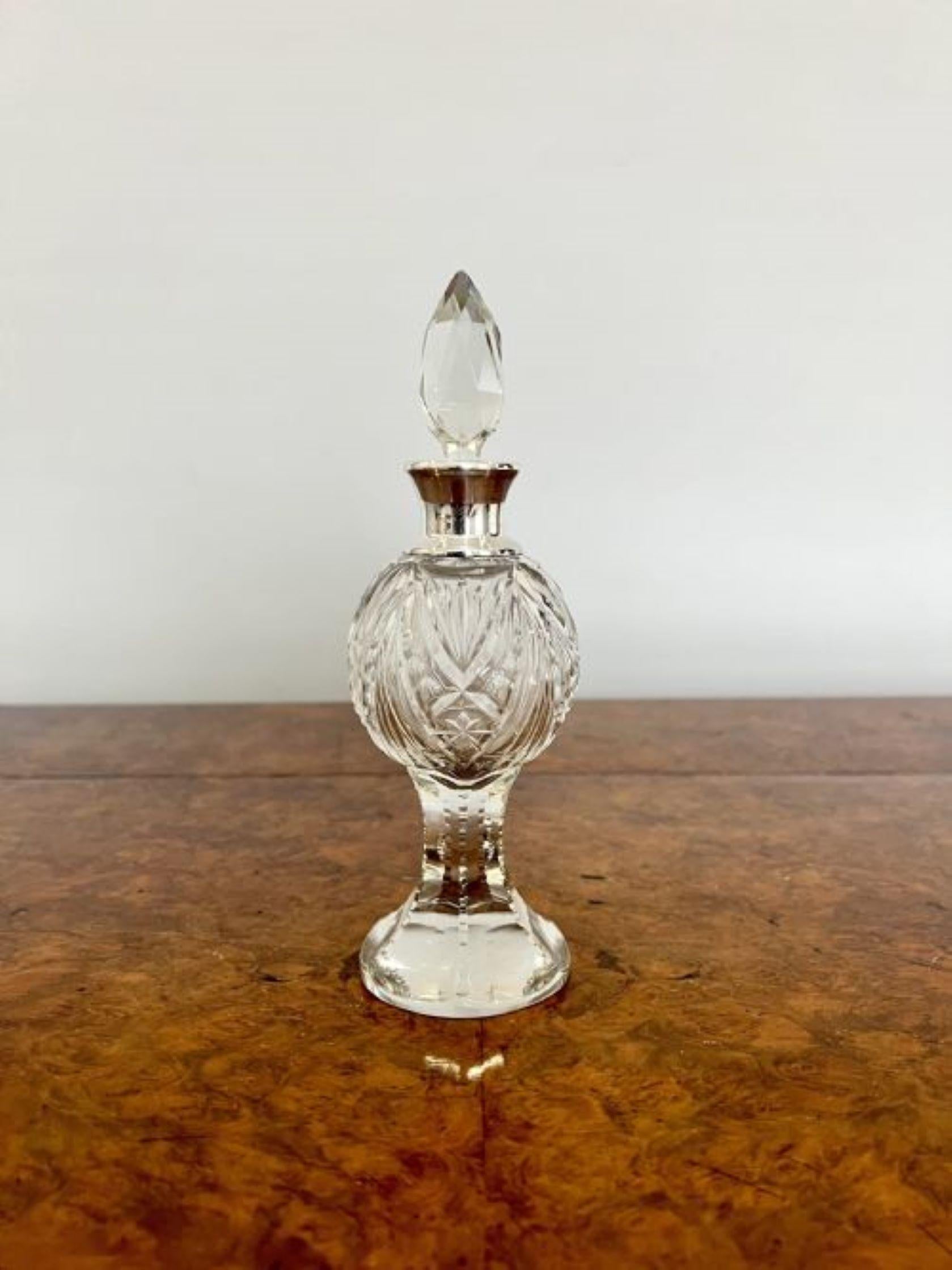 20th Century Fine quality antique Edwardian silver mounted cut glass bottle  For Sale