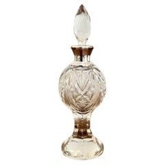 Antike edwardianische Silberflasche aus geschliffenem Glas in Silber von hoher Qualität 