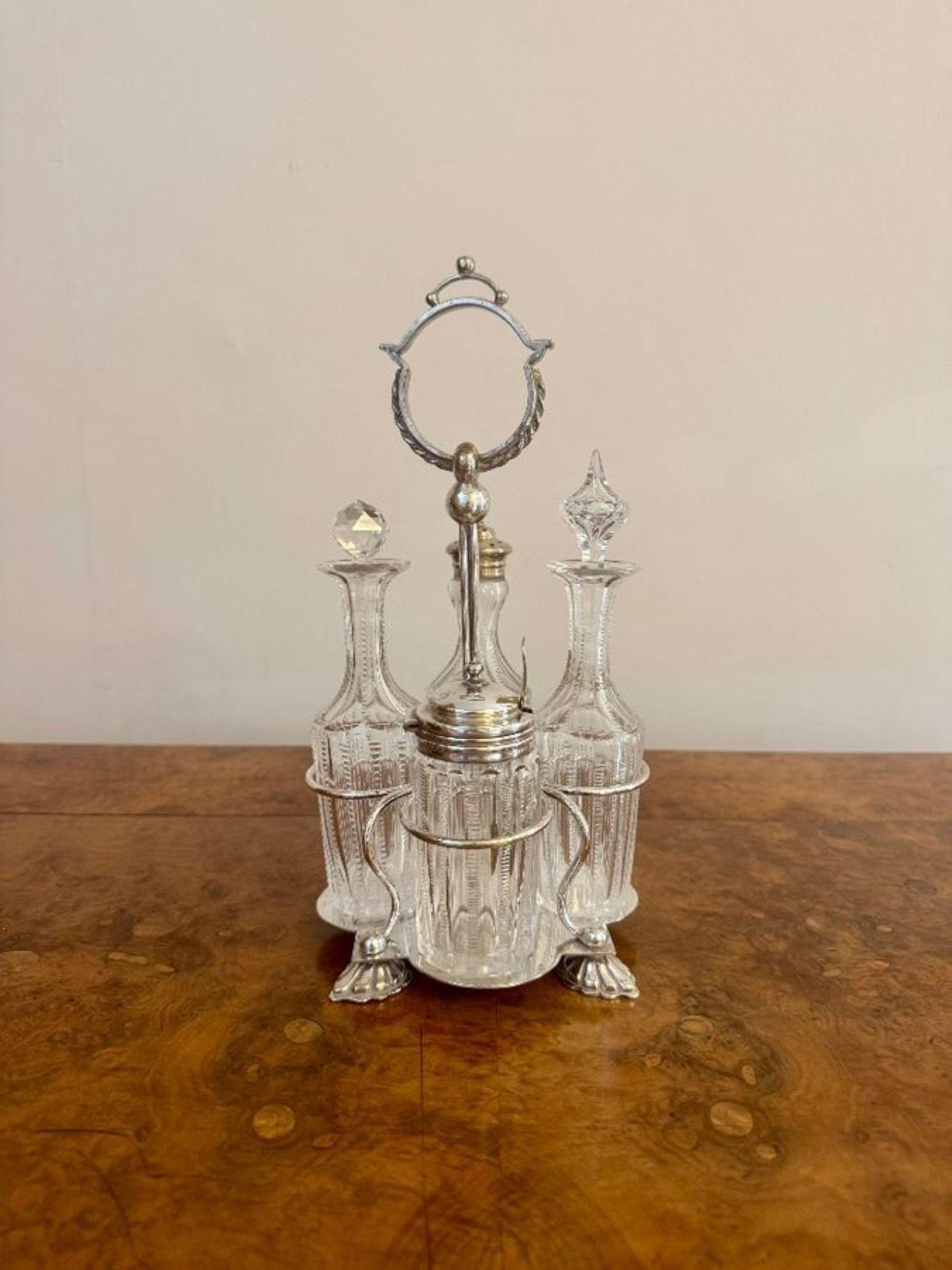 Fine quality antique Edwardian silver plated cruet set For Sale 1
