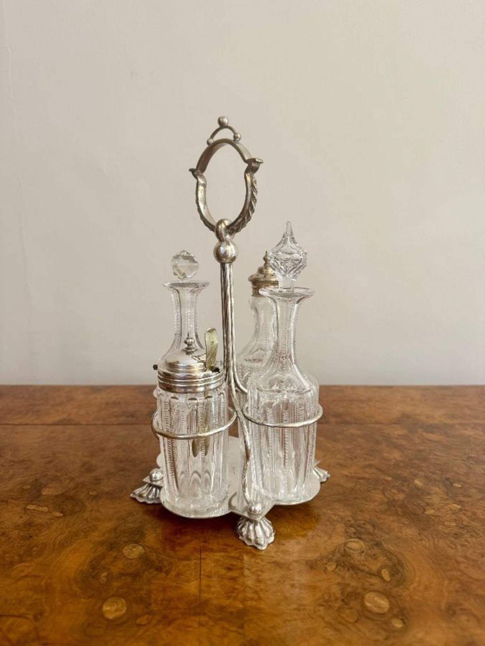 Fine quality antique Edwardian silver plated cruet set For Sale 2