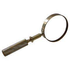 Fine Quality Antique English Brass and Mother of Pearl Magnifying Glass c.1890