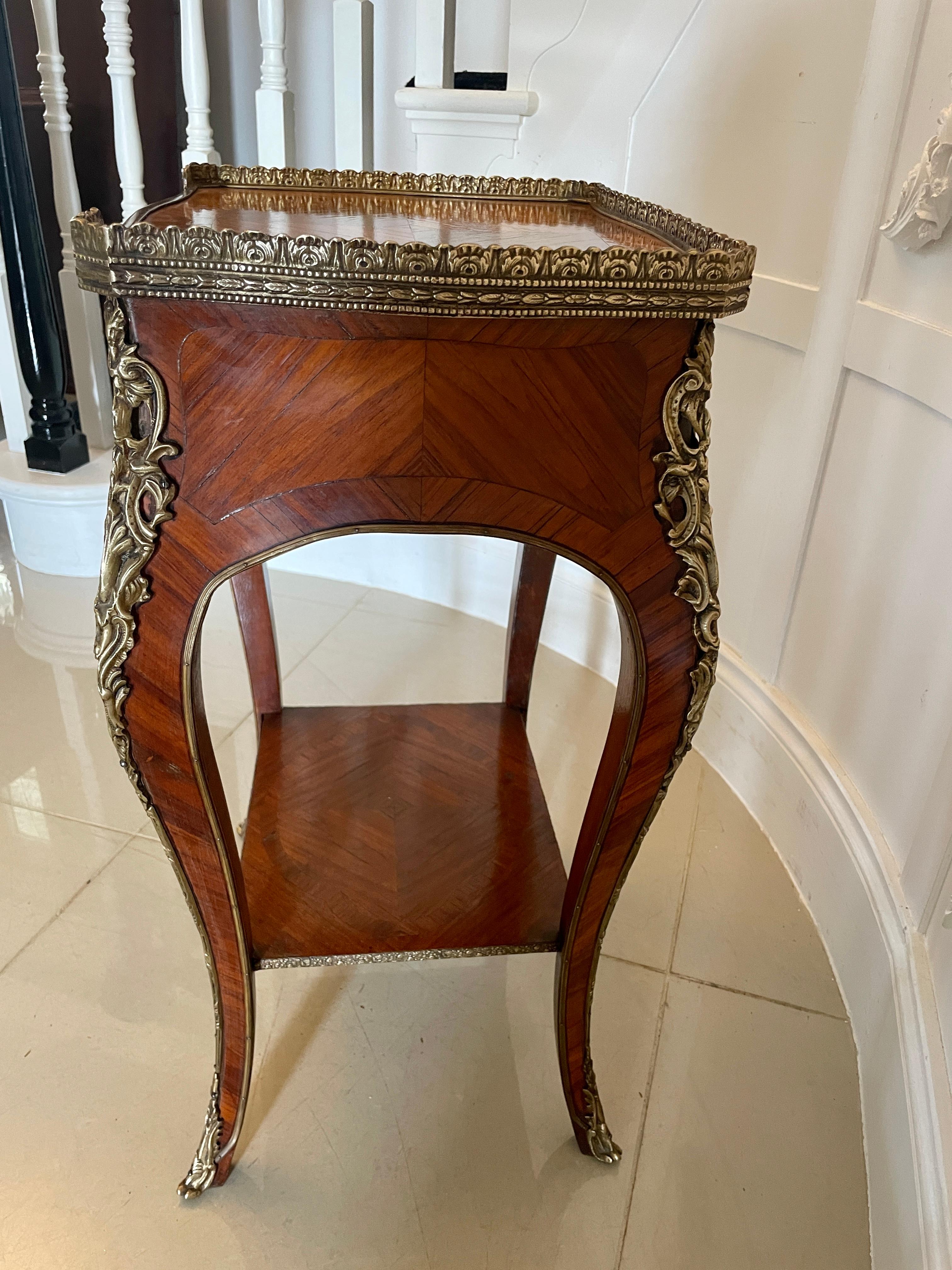 Fine Quality Antique Freestanding French Kingwood and Ormolu Mounted Lamp Table For Sale 7