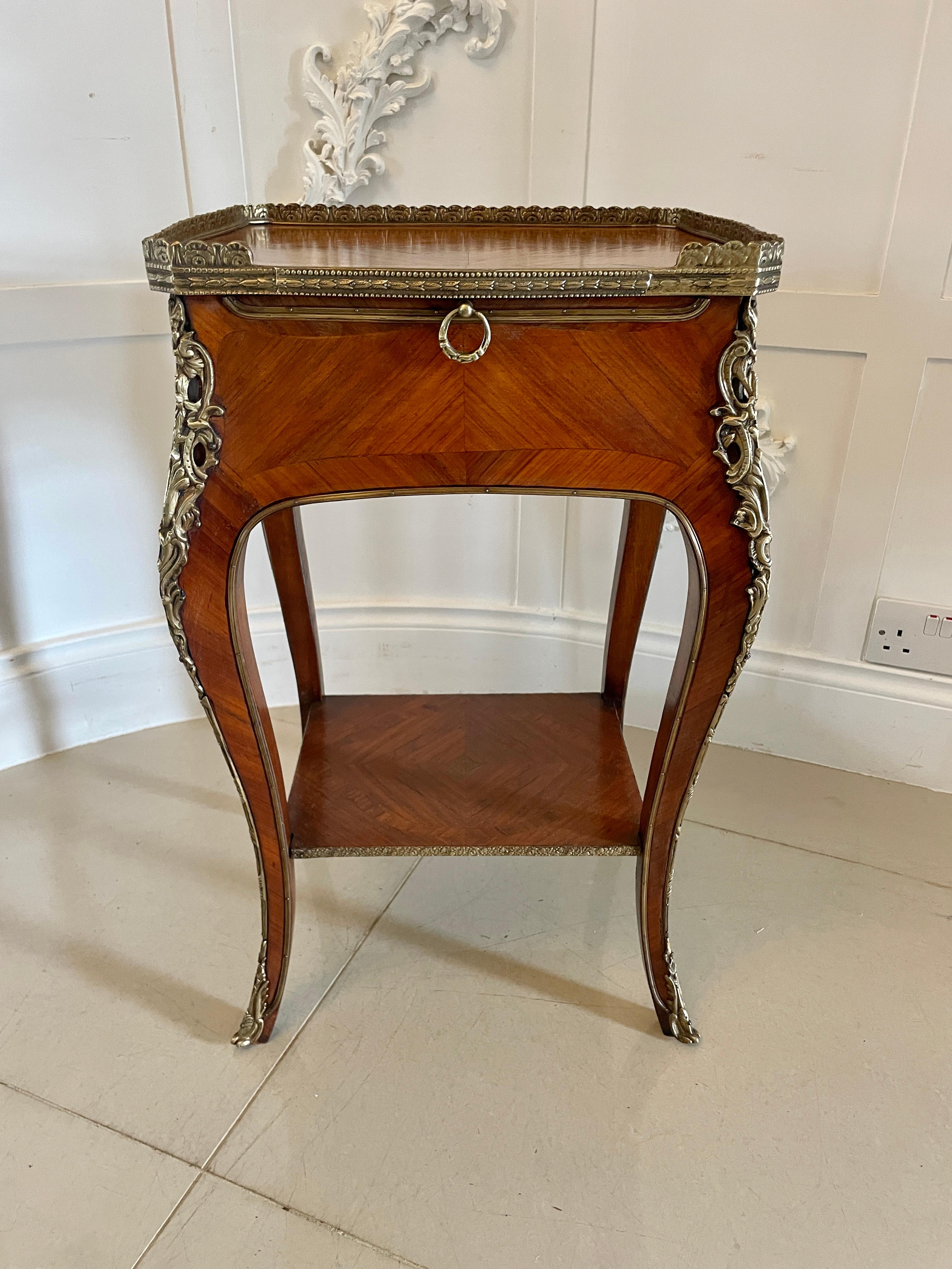Fine Quality Antique Freestanding French Kingwood and Ormolu Mounted Lamp Table For Sale 9