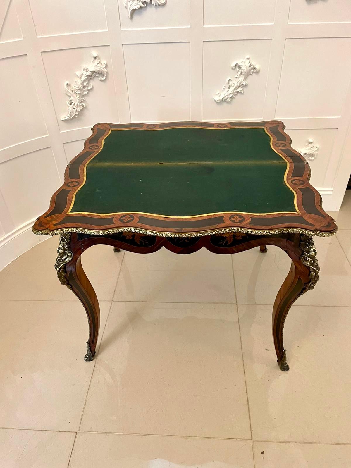 Fine Antique French Kingwood Marquetry Inlaid Ormolu Mounted Card/Side Table For Sale 5