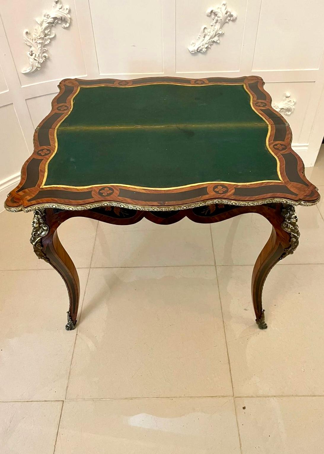 Fine Antique French Kingwood Marquetry Inlaid Ormolu Mounted Card/Side Table For Sale 6