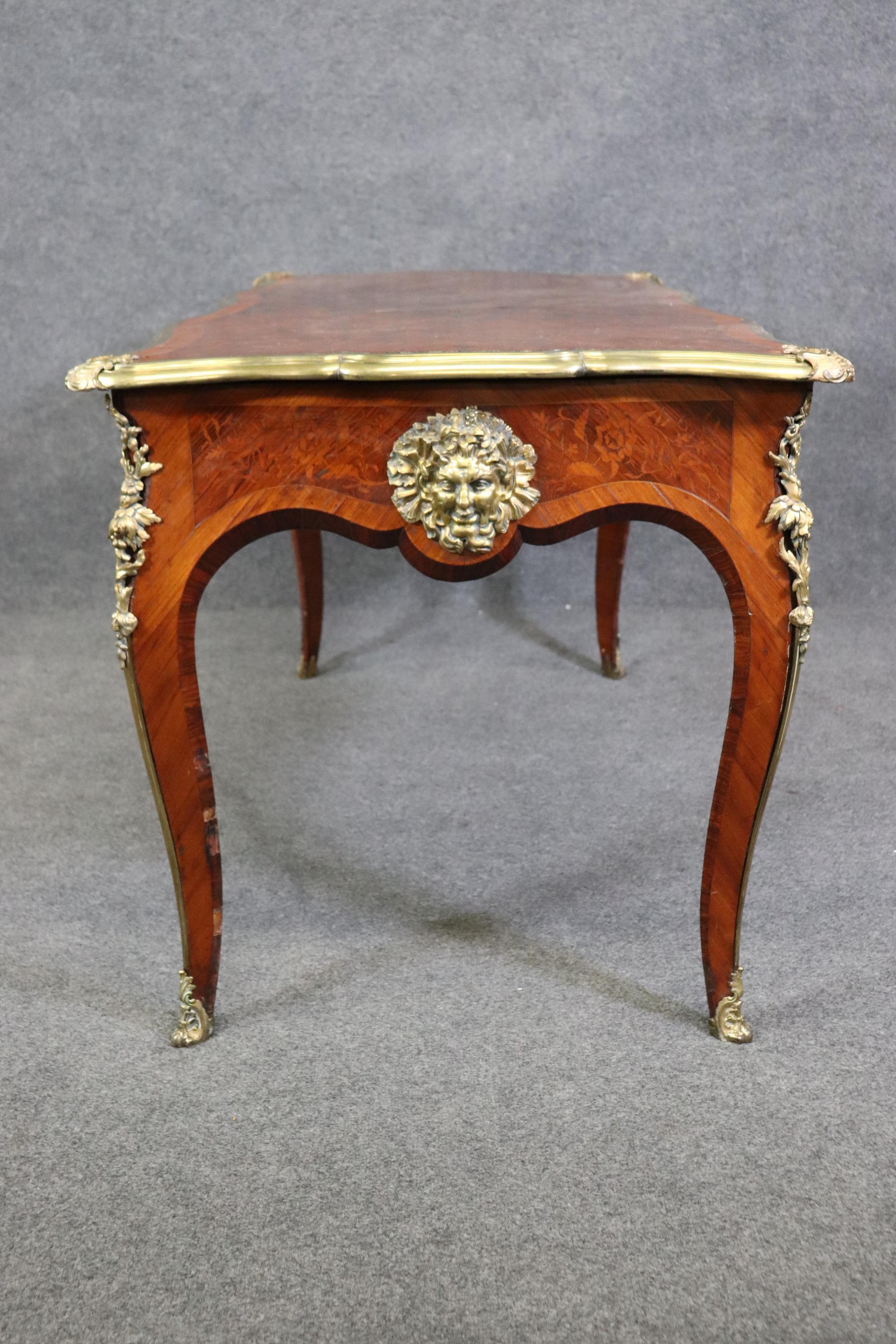 Fine Quality Antique French Louis XV Bronze Mounted Bureau Plat Writing Desk 7