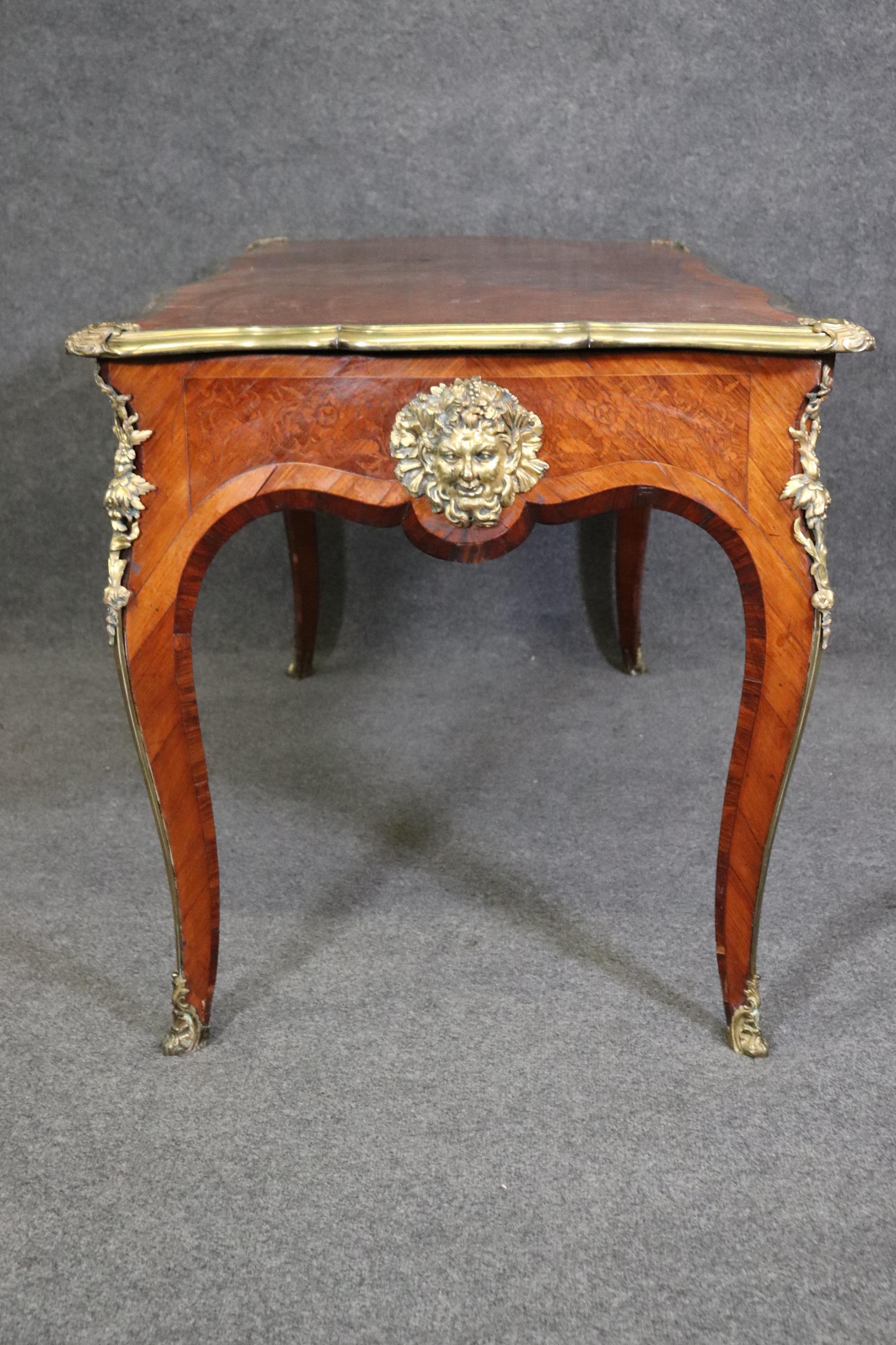 Fine Quality Antique French Louis XV Bronze Mounted Bureau Plat Writing Desk 9