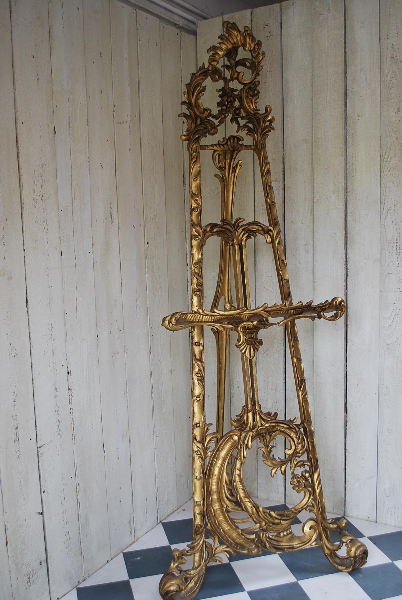 Fine Quality antique French Rococo 19th century Carved Wood Gilt display Easel For Sale 3