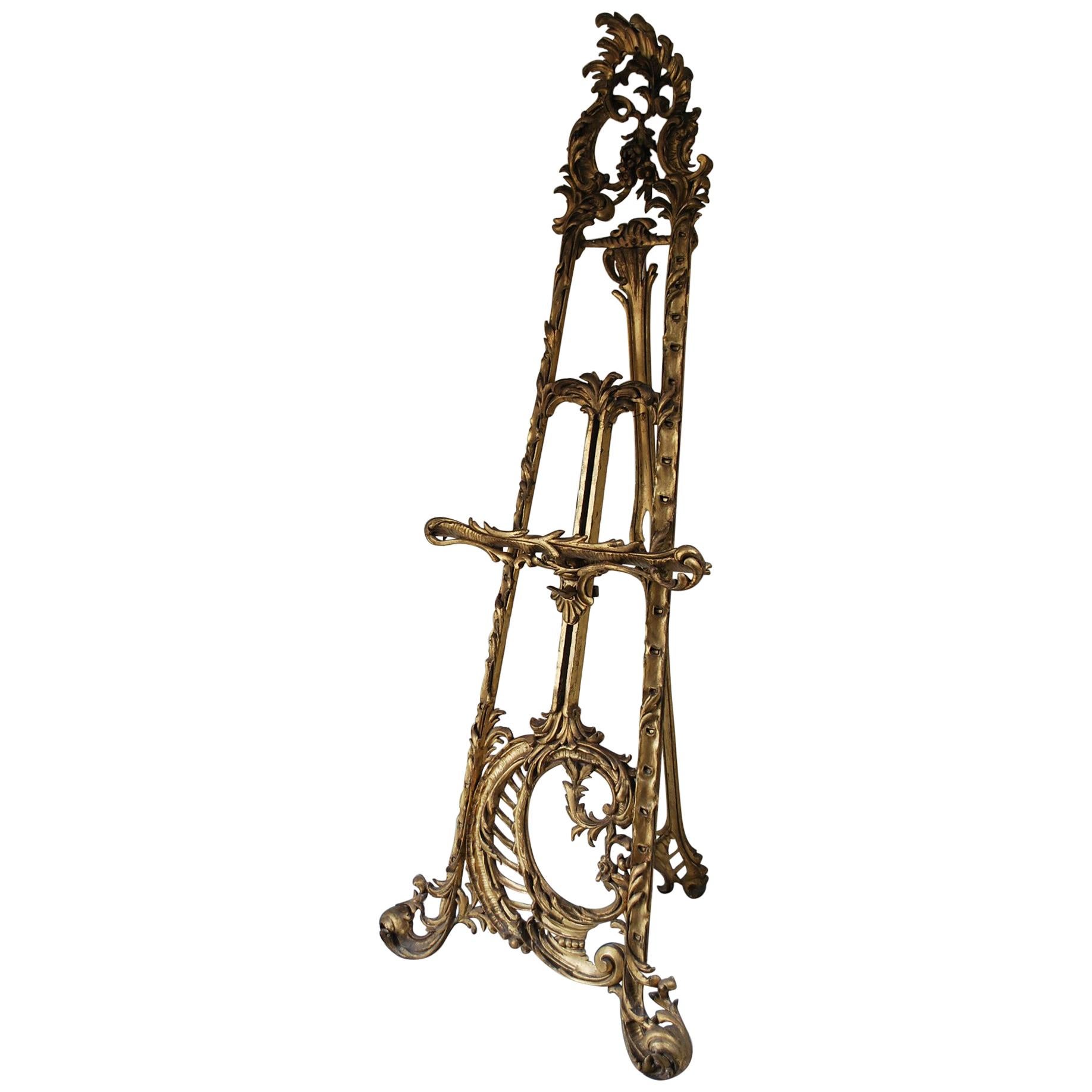 Fine Quality antique French Rococo 19th century Carved Wood Gilt display Easel For Sale