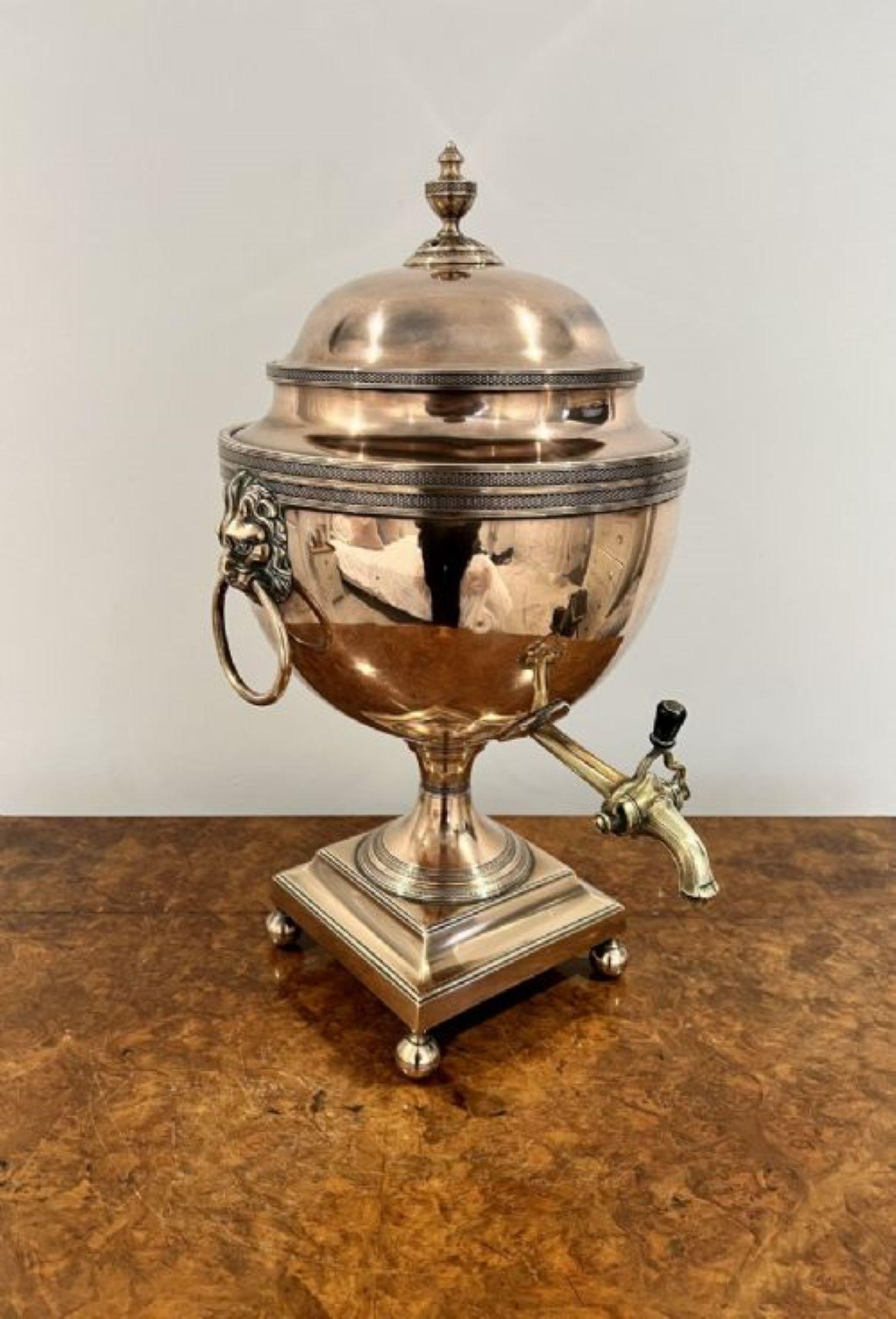 19th Century Fine quality antique George III large copper samovar  For Sale