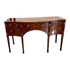 Fine Quality Antique George III Mahogany Inlaid Serpentine Shape Sideboard