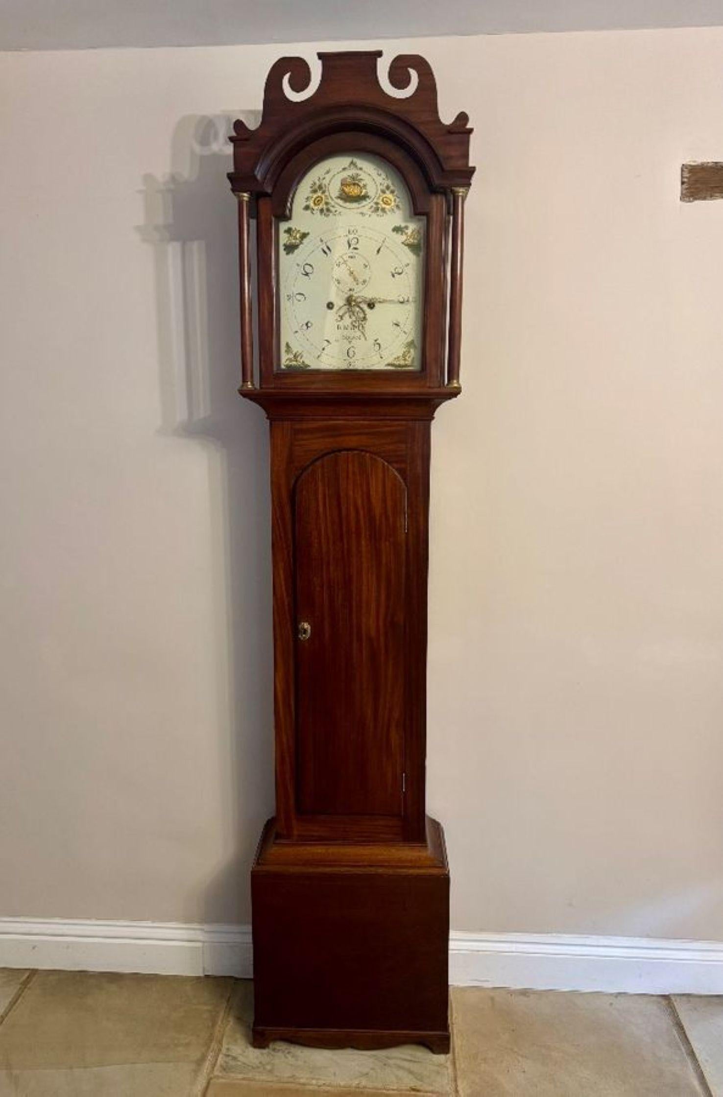 Hochwertige antike George III. Mahagoni Standuhr im Angebot 3