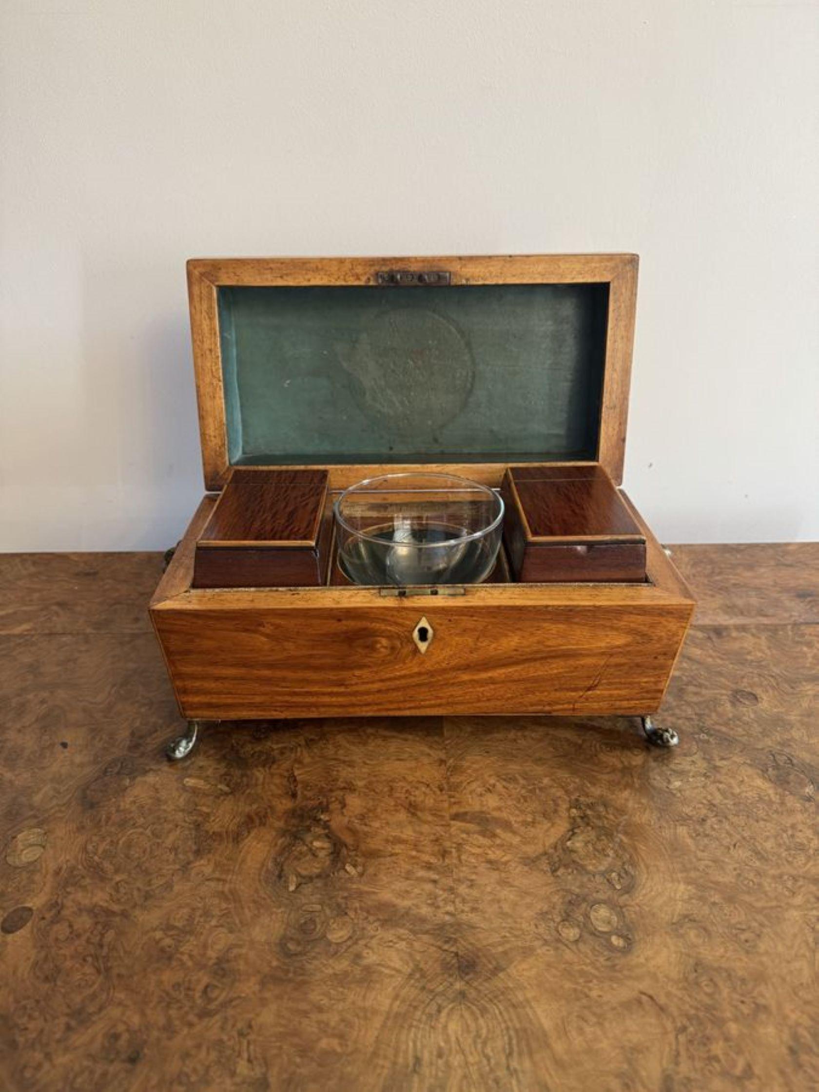Brass Fine quality antique George III tea caddy For Sale