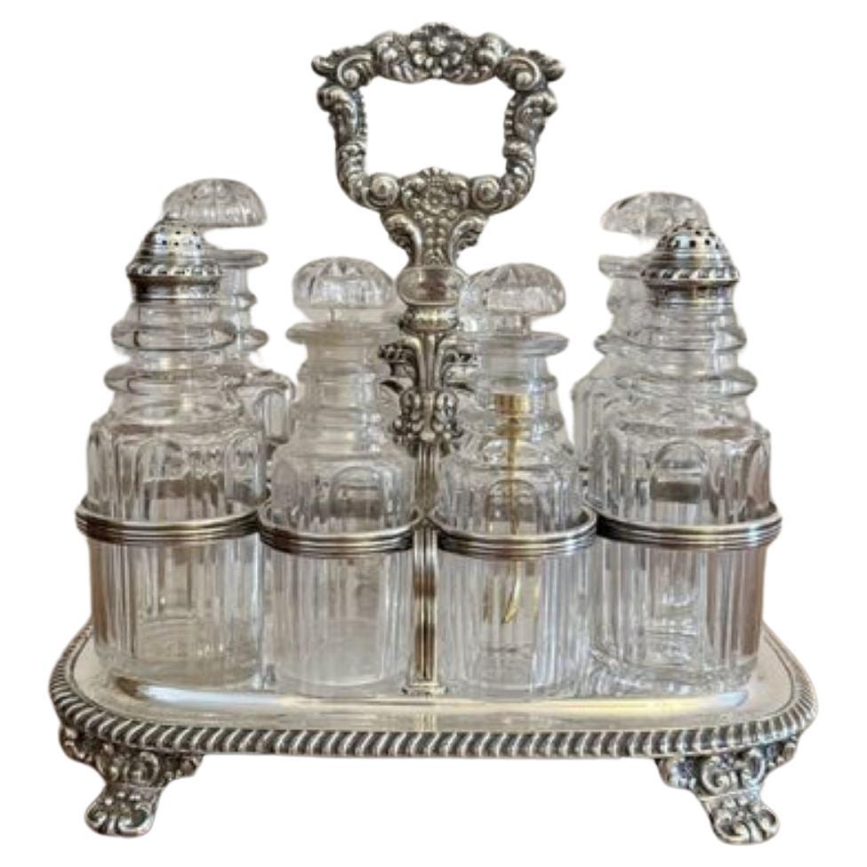 Fine quality antique Georgian seven bottle cruet set