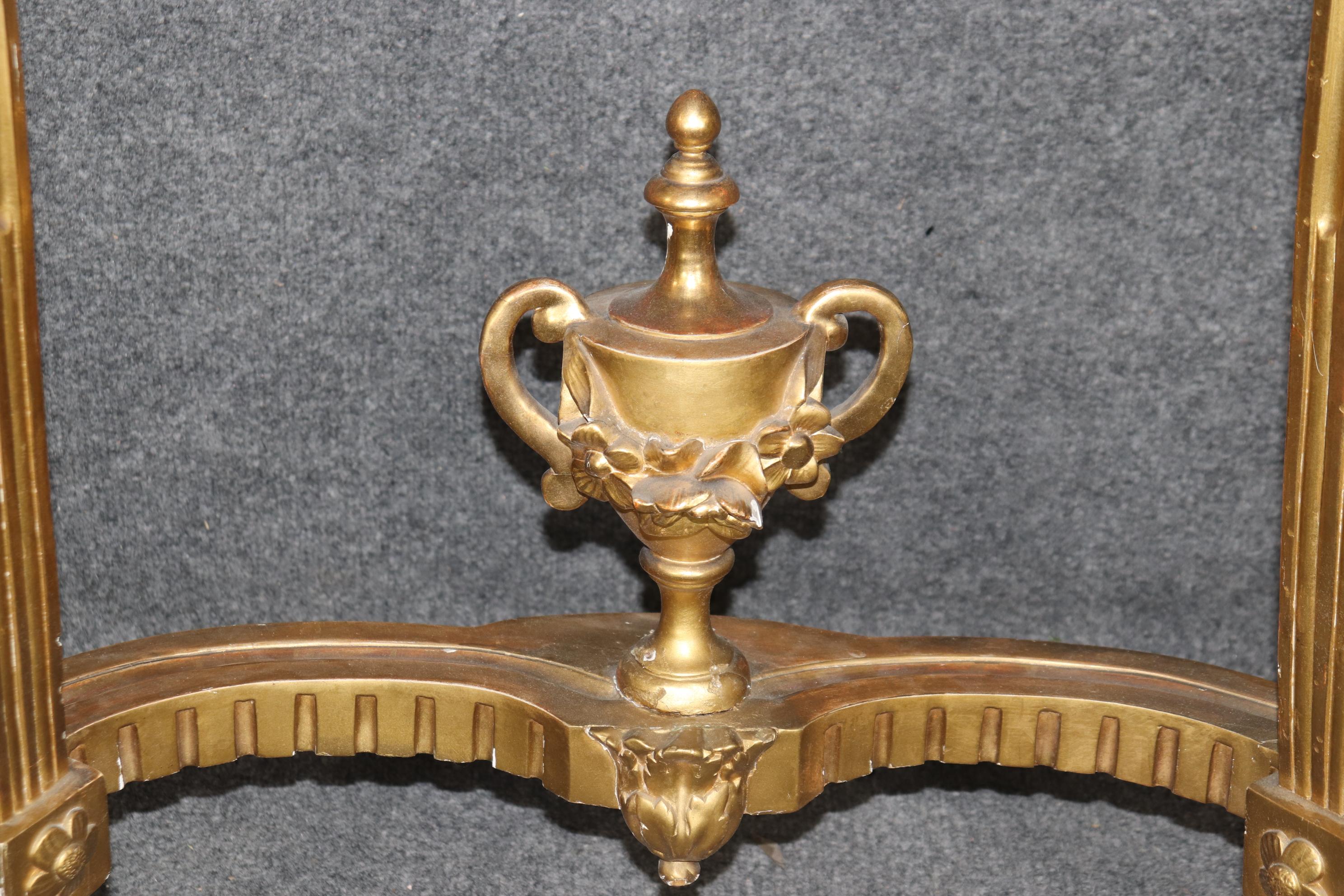 Console murale française ancienne dorée de style Louis XVI avec plateau en marbre rouge de qualité supérieure en vente 2